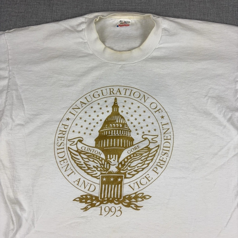Vintage Clinton Gore Inauguration Shirt Mens XL White Fruit Of The Loom 1993